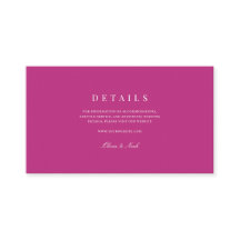 Elegantes Script White & Magenta Wedding Details