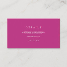 Elegantes Script White & Magenta Wedding Details Begleitkarte