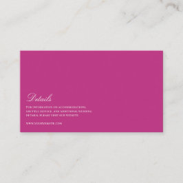 Elegantes Script White & Magenta Wedding Details Begleitkarte