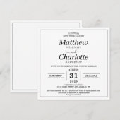 Elegantes Script White Wedding Digital Printable Einladung (Vorne/Hinten)