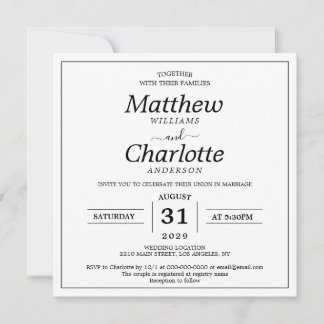 Elegantes Script White Wedding Digital Printable Einladung