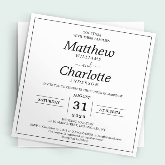 Elegantes Script White Wedding Digital Printable Einladung