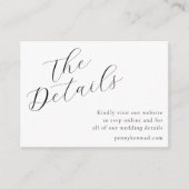 Elegantes Script White Wedding Website QR Code Begleitkarte (Vorderseite)