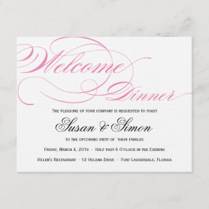 Elegantes Script Willkommensessen Einladung Rosa