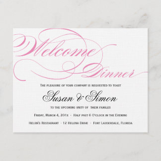 Elegantes Script Willkommensessen Einladung Rosa