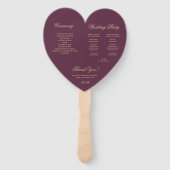 Elegantes Script Wine Color Heart Wedding Programm Fächer (Rückseite)