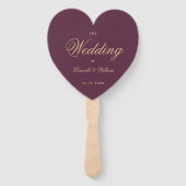 Elegantes Script Wine Color Heart Wedding Programm Fächer (Vorderseite)