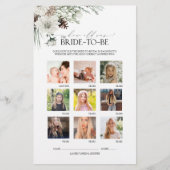 Elegantes Script Winter Floral Brautparty Game (Vorderseite)