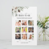 Elegantes Script Winter Floral Brautparty Game (Stehend Vorderseite)