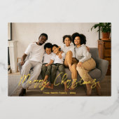 Elegantes Script Winterberry Foto Folien Feiertagskarte (Vorderseite)