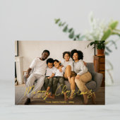 Elegantes Script Winterberry Foto Folien Feiertagskarte (Stehend vorne)