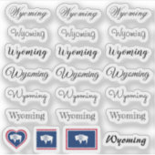 Elegantes Script Wyoming & Wyoming Flag /name Set Aufkleber (Vorderseite)