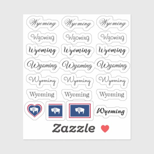 Elegantes Script Wyoming & Wyoming Flag /name Set Aufkleber (Blatt)