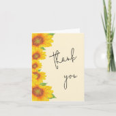 Elegantes Script Yellow Sunflowers Dankeschön Card Karte (Vorderseite)
