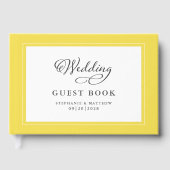 Elegantes Script Yellow Wedding Gästebuch Trendy (Vorderseite)