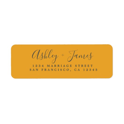 Elegantes Script Yellow Wedding Return Address Lab (Vorne)