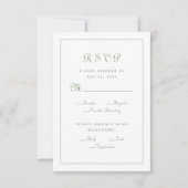 Elegantes Script zur Auswahl grüner Hochzeitsfeier RSVP Karte (Vorderseite)