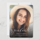 Elegantes Script Zwei-Foto-Abschluss-Ankündigung (Vorderseite)