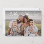 Elegantes Script Zwei Foto Frohe Weihnachten (Vorderseite)