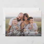 Elegantes Script Zwei Foto Frohe Weihnachten (Vorderseite)