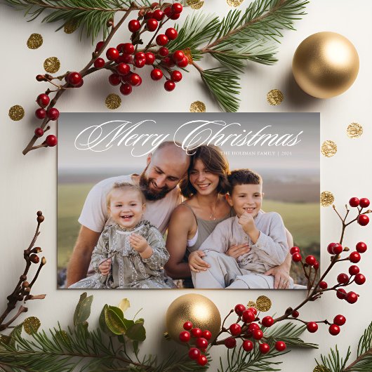 Elegantes Script Zwei Foto Frohe Weihnachten