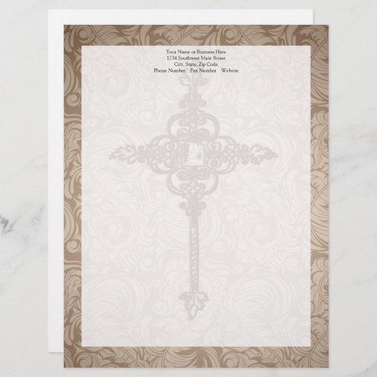 Elegantes Scroll Christlich Kreuz mit wirlem Hinte Briefkopf (Vorne/Hinten)