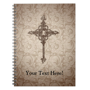 Elegantes Scroll Christlich Kreuz mit wirlem Hinte Notizblock