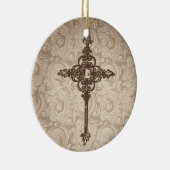 Elegantes Scroll-Christliches Kreuz mit wirbelndem Keramikornament (Rechts)