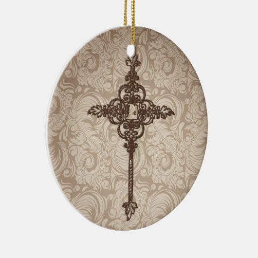 Elegantes Scroll-Christliches Kreuz mit wirbelndem Keramikornament (Rechts)