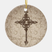 Elegantes Scroll-Christliches Kreuz mit wirbelndem Keramikornament (Vorne)