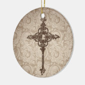 Elegantes Scroll-Christliches Kreuz mit wirbelndem Keramikornament (Links)