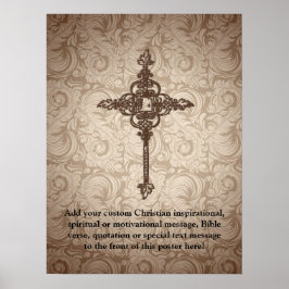 Elegantes Scroll-Christliches Kreuz mit wirbelndem Poster