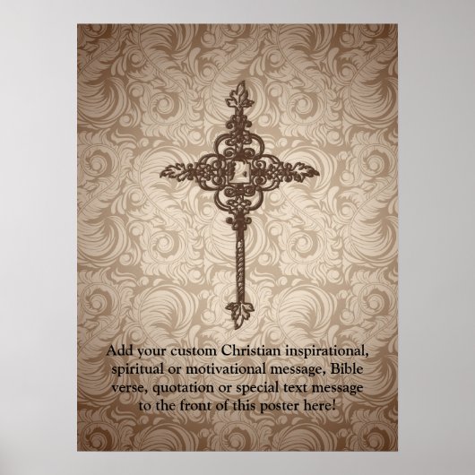 Elegantes Scroll-Christliches Kreuz mit wirbelndem Poster (Vorne)