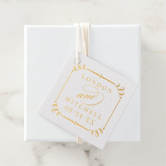 Elegantes Scroll Frame Wedding Monogram Geschenkanhänger (Mit Box)