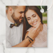 Elegantes Scroll Frame Wedding Monogram Geschenkanhänger (Rückseite)