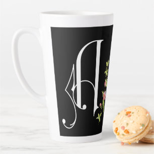 Elegantes Scroll Monogramm mit Floral Twig Milchtasse