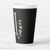 Elegantes Scroll Monogramm mit Floral Twig Milchtasse (Vorderseite)