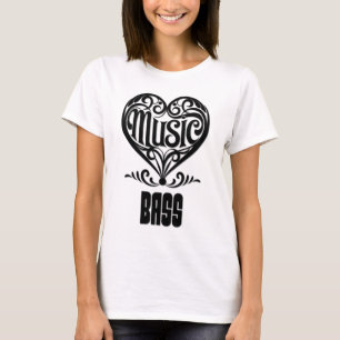Elegantes Scrolled Herz für Bass Liebhaber T-Shirt