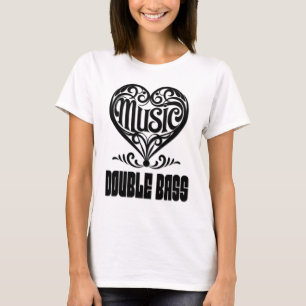 Elegantes Scrolled Herz für Double Bass Liebhaber T-Shirt
