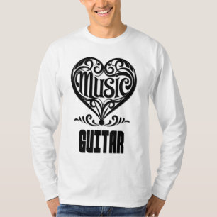 Elegantes Scrolled Herz für Gitarrenliebhaber T-Shirt