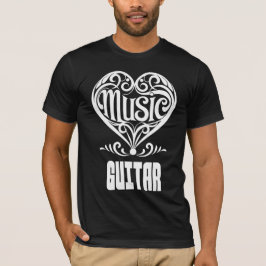 Elegantes Scrolled Herz für Gitarrenliebhaber T-Shirt