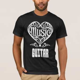 Elegantes Scrolled Herz für Gitarrenliebhaber T-Shirt