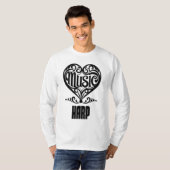 Elegantes Scrolled Herz für Harfenliebhaber T-Shirt (Vorne ganz)