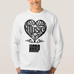 Elegantes Scrolled Herz für Harfenliebhaber T-Shirt