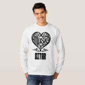 Elegantes Scrolled Herz für Sitar Liebhaber T-Shirt (Vorne ganz)