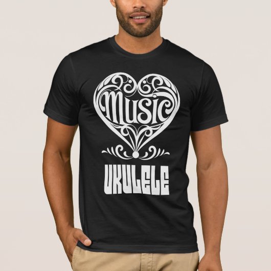 Elegantes Scrolled Herz für Ukulele Liebhaber T-Shirt (Vorderseite)