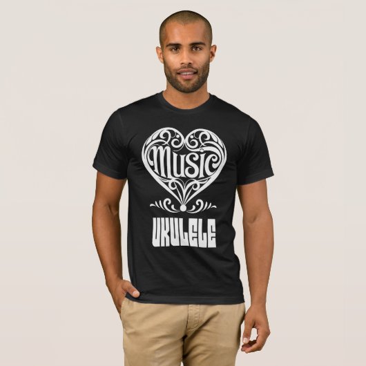 Elegantes Scrolled Herz für Ukulele Liebhaber T-Shirt (Vorne ganz)
