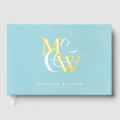 Elegantes Sea Glass Aquamarin Wedding Gold Gästebuch (Vorderseite)