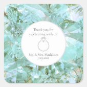 Elegantes Sea Glass Crystal Gemstone Hochzeit Quadratischer Aufkleber (Vorderseite)