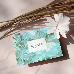 Elegantes Sea Glass Gemstone Wedding RSVP Einladungspostkarte